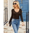 thumbnail image 3 of Zeagoo V Neck Long Sleeve Shirts for Women 2025 Slim Fitted Going Out Tops Basic Fall Winter Tee 2 Pack, 3 of 6