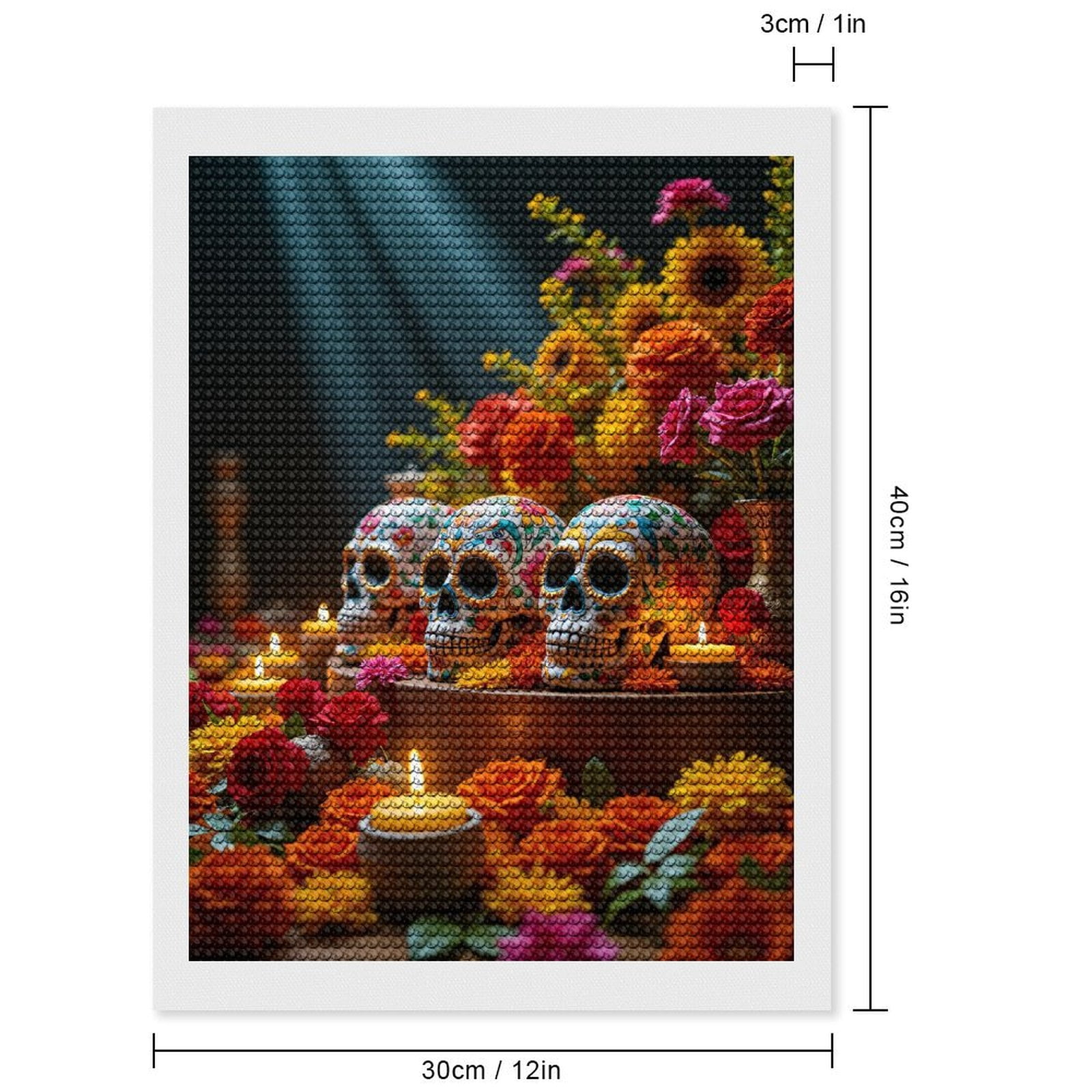 Diamond Art Kits for Adults, Ceramic Skull Floral Arrangement Candles 5D Diamond Painting Kits for Adults Beginners, DIY Full Drill Diamond Painting, Gem Art and Crafts 12x16