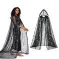 thumbnail image 4 of Jiibva Spider Web Hooded Cape Halloween Sheer Mesh Cloak Costume Accessory Black 190cm, 4 of 7