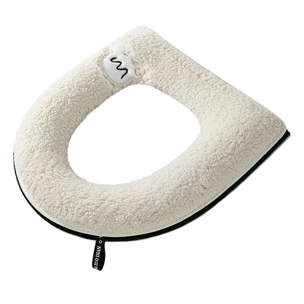 Yhmxh Decoración del baño Asiento de inodoro grueso con asa de transporte, cobertura completa, cálido para el invierno, asiento de inodoro doméstico, asiento de inodoro impermeable y extraíble.