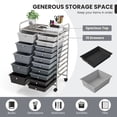 thumbnail image 2 of 15 Drawer Rolling Storage Cart, Drawer Organizer with Wheels, Scrapbook Paper Office School Organizer,Black & Gray, 2 of 7