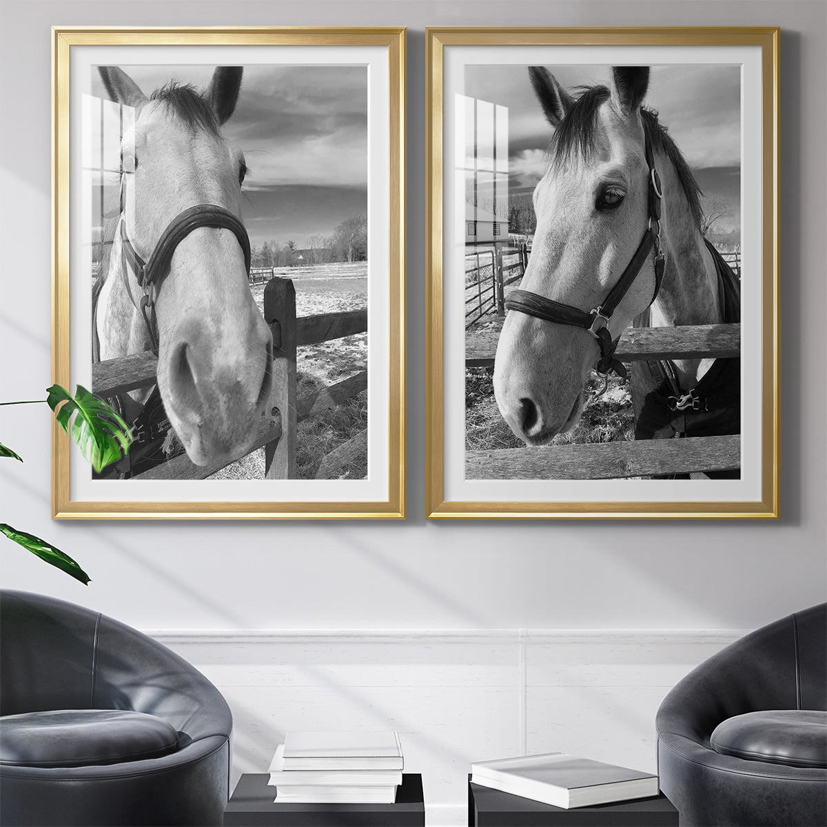 Wexford Home Caen Premium Framed Print, 22.5" x 30.5" - Ready to Hang, Gold (Set of 2)