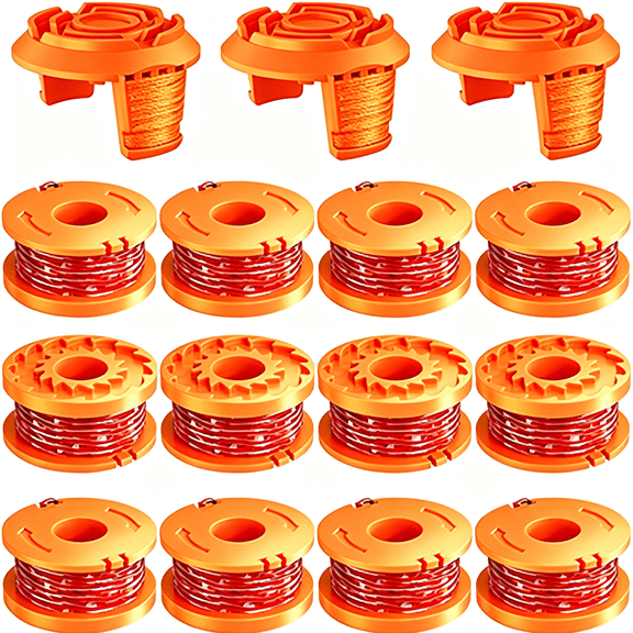 12Pack 0.065 inch Trimmer Line Refills with 3Caps Trimmer Weed Wacker String Replacement Compatible with WORX WA0010/WA6531
