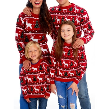 

Family Matching Christmas Sweaters Long Sleeve Reindeer Pullovers Tops XMAS Sweaters