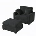 thumbnail image 3 of LUMIHO 42" Luxury Modern Oversized Chaise Lounge Chair Bed Indoor with Ottoman - Ergonomic Reading Chair & Ottoman Set,Black, 3 of 8
