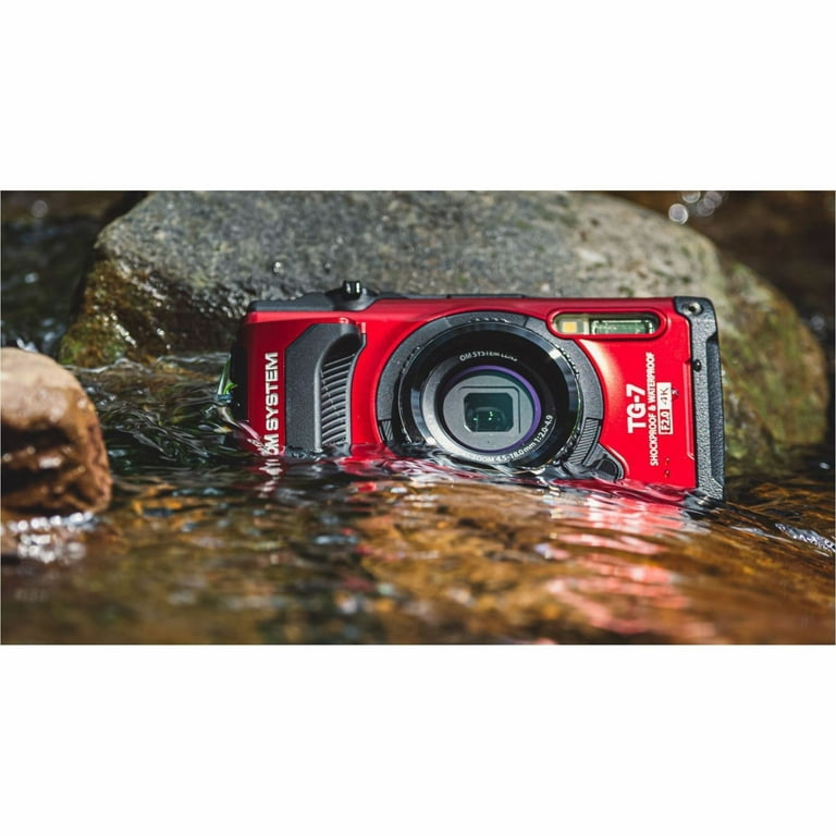 OM System Tough TG-7 Red Underwater Camera, Waterproof