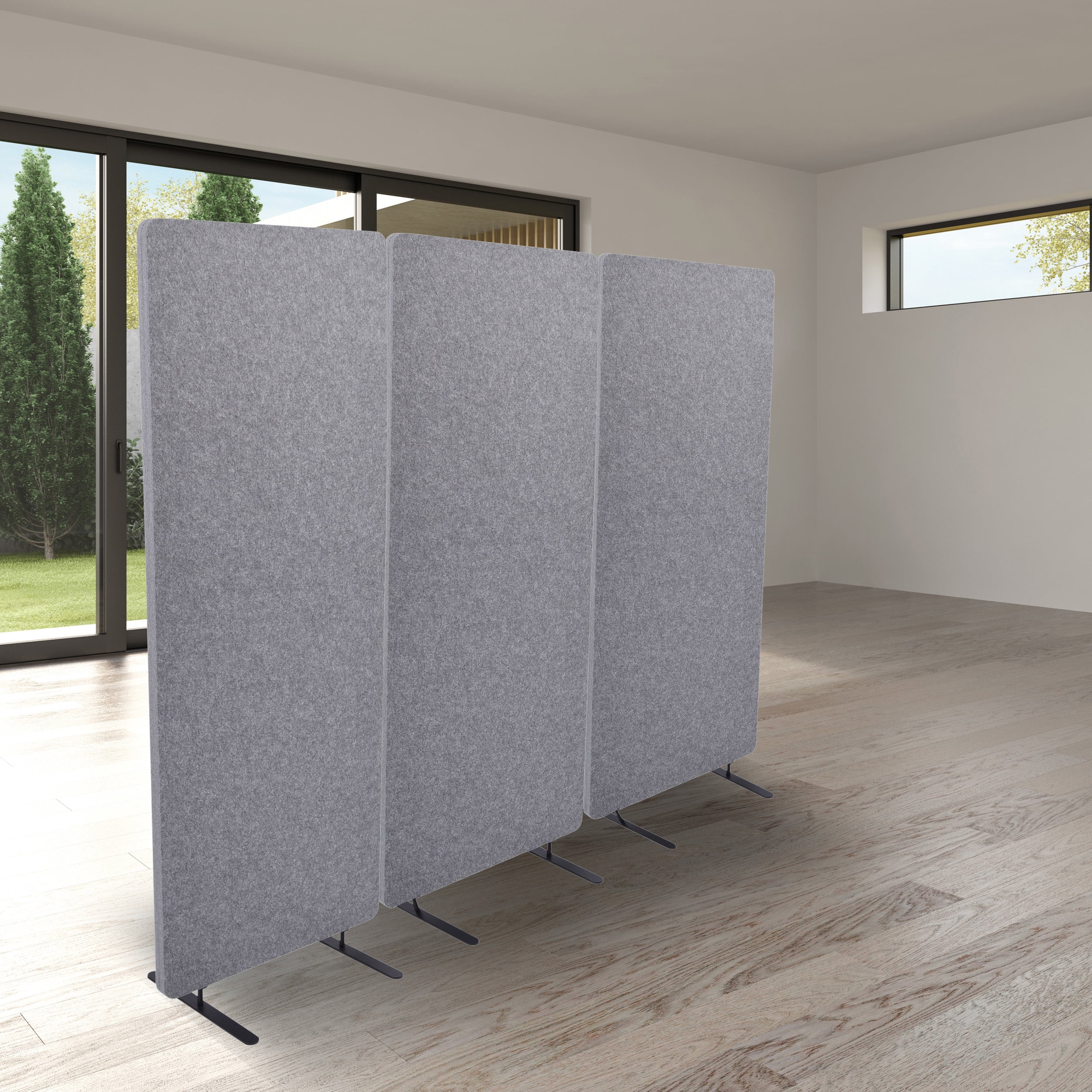 ReFocus™ Raw Freestanding Acoustic Room Divider 3 Pack – Reduce Noise and Visual Distractions with this Lightweight Room Separator (Castle Gray, 24" X 62")