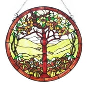 River of Goods 24 In. Tree of Life Stained Glass Window Panel in Green