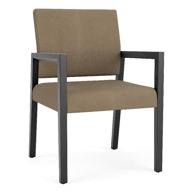 Pemberly Row Waiting Reception Guest Chair Wood Frame in Brown