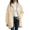 thumbnail image 2 of WIZUTIZ Women's Solid Color Zip Up Hoodie Drawstring Hood Mid-Length Sweatshirt Jacket Casual Loose Fit Outerwear with Pockets Fall Winter, 2 of 9