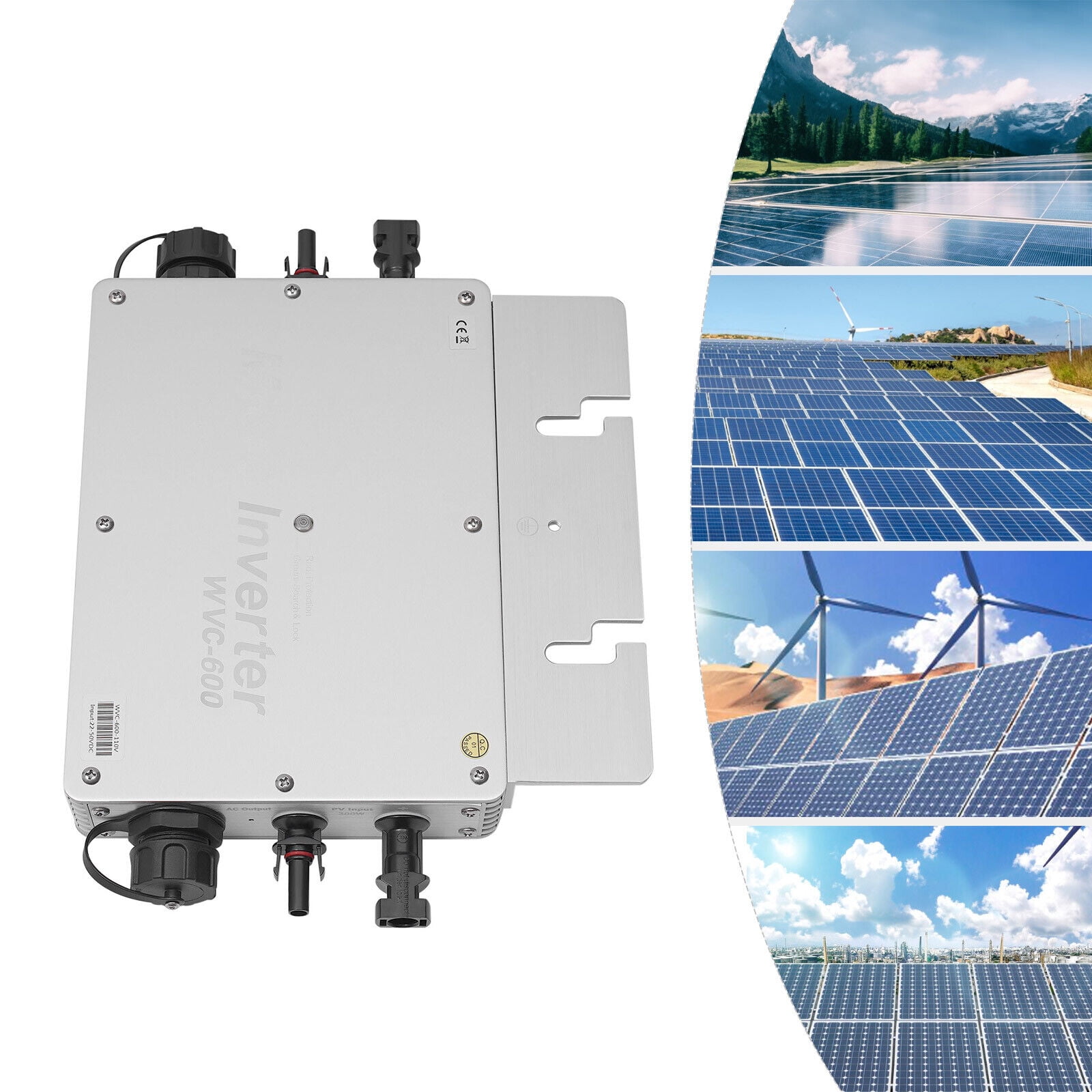 Aluminum Alloy Solar Micro Inverter 600W Grid Tie MPPT Pure Sine Wave DC to Waterproof
