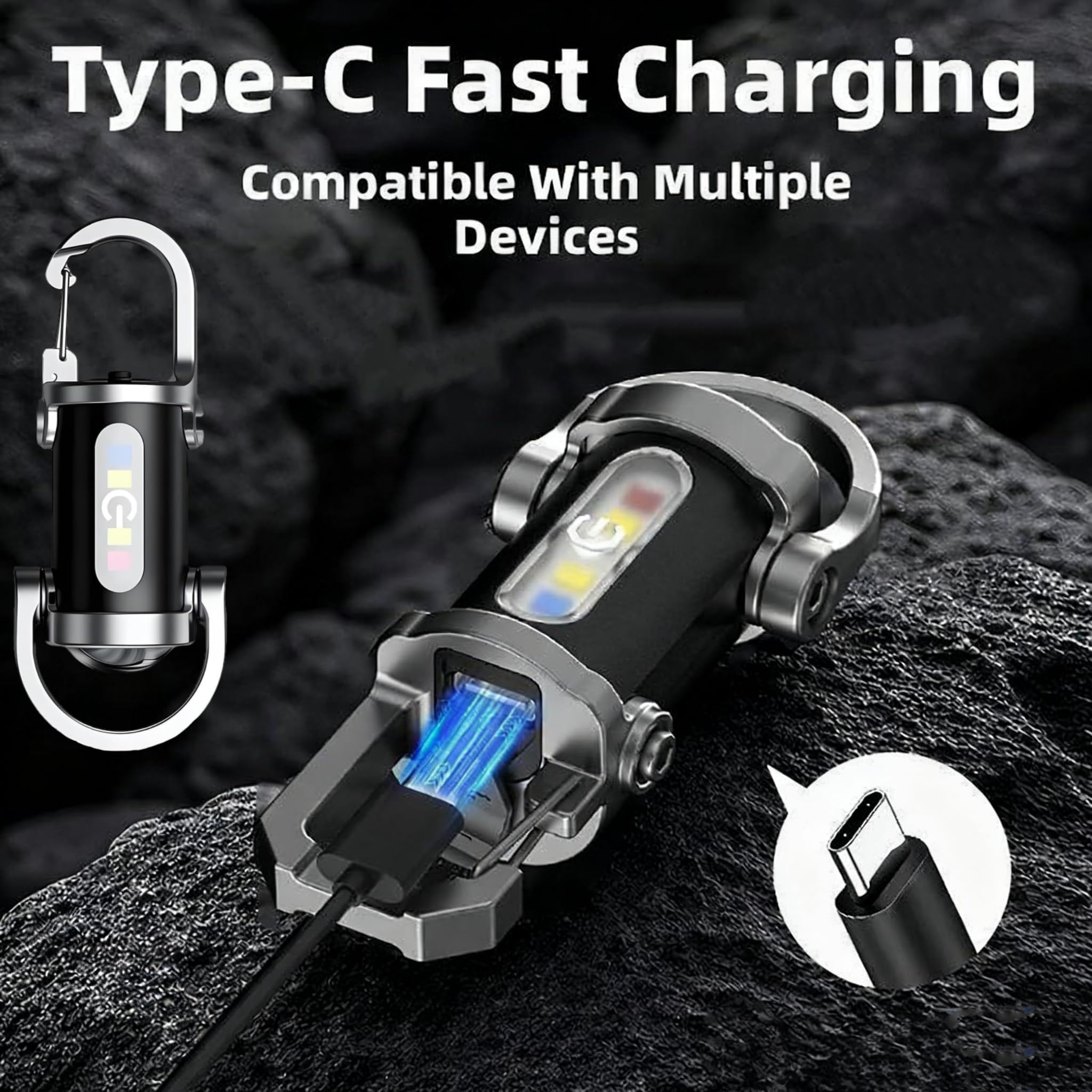 Vueeze Keyblazer, Imwing/Glosrity/Lifweb/Sherum Keyblazer, Portable Rechargeable Bright Keychain Flashlight, Mini USB Led Light with Power Bank Function, 7 Lighting Modes, Waterproof (3pcs)
