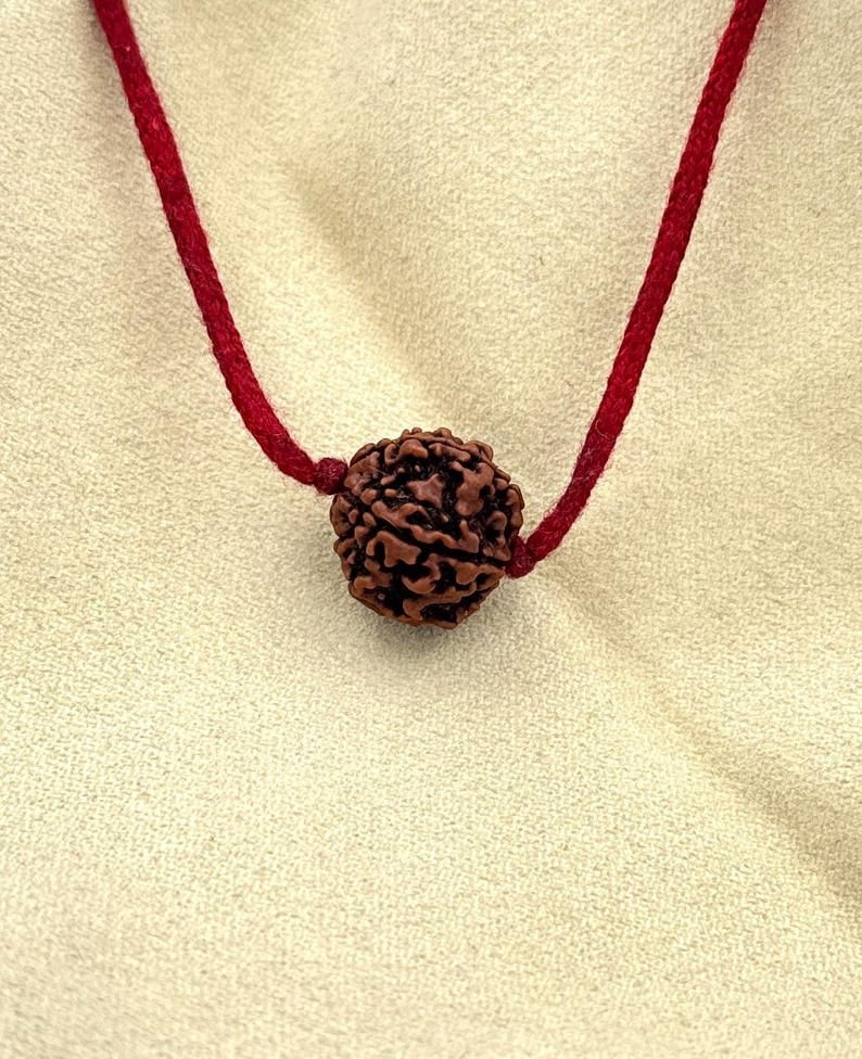 Navratan Gems 5 Mukhi Nepali Rudraksha | Certified Bead with 18" Sacred Red Thread for Spiritual Practices