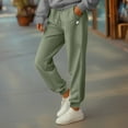 thumbnail image 3 of Dalix Heartly Ghost Embroidery Heavy Weight Fleece Sweatpants Soft Lounge Pant Drawstring Waistband Pockets Womens in Oil Green L Large, 3 of 4