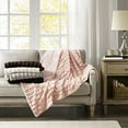 thumbnail image 1 of Madison Park Duke Polyester Brushed Long Fur Knitted Throw, 50 by 60-Inch, Chocolate, 1 of 4