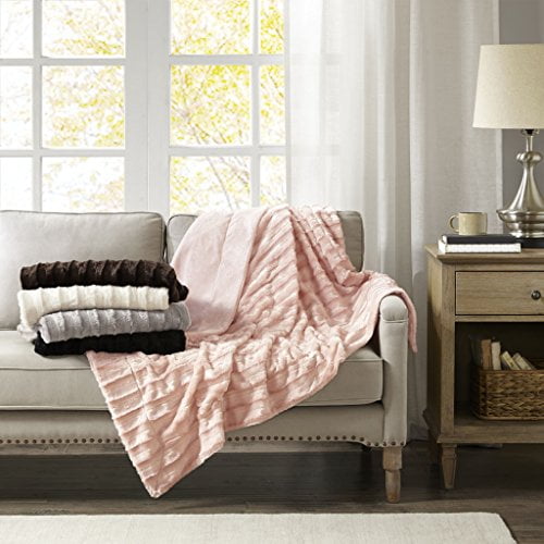 Madison Park Duke Polyester Brushed Long Fur Knitted Throw, 50 by 60-Inch, Chocolate