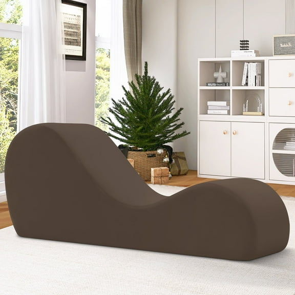 Corduroy Chaise Lounge Chair Couch Indoor Boneless Oversized High-Density Sponge Soft Sofa with Human Body Curves for Yoga Brown