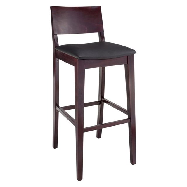 Tabouret de Bar Bazil en Acajou Foncé avec Assise Rembourrée