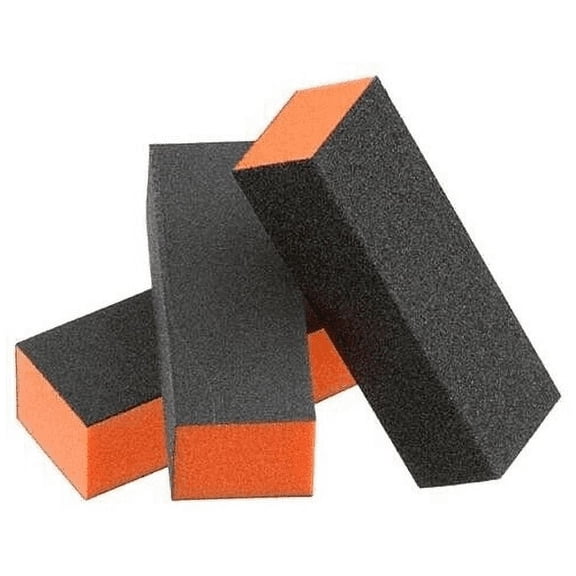 Black Orange Grit Sanding 3-Way 80/80/100 Nail Buffer Blocks - 10 pieces