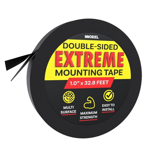MMOBIEL 1.0” Double Sided Strong Adhesive Mounting Tape for Heavy Duty Indoor Mounting, Decor, DIY Crafts, Home, Office, Carpet Fixing, LED Strip Lights etc. - 33 Ft Long Roll
