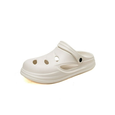 

SIMANLAN Womens Mens Garden Clogs Summer Beach Water Sandals Non-Slip Garden Shoes Beige 9.5