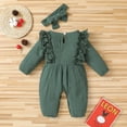 thumbnail image 2 of EIMELI Bébé Fille Arc à Volants Manches Longues une Pièce Coton Body Romper Bandeau Tenues, 2 of 3