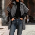 thumbnail image 4 of Edvintorg Vest for Women Plus Size Stand Collar Puffer Waistcoat Solid Color Zip up Long Quilted Outerwear with Pocket Womens Fashion Gray S-3XL, 4 of 7