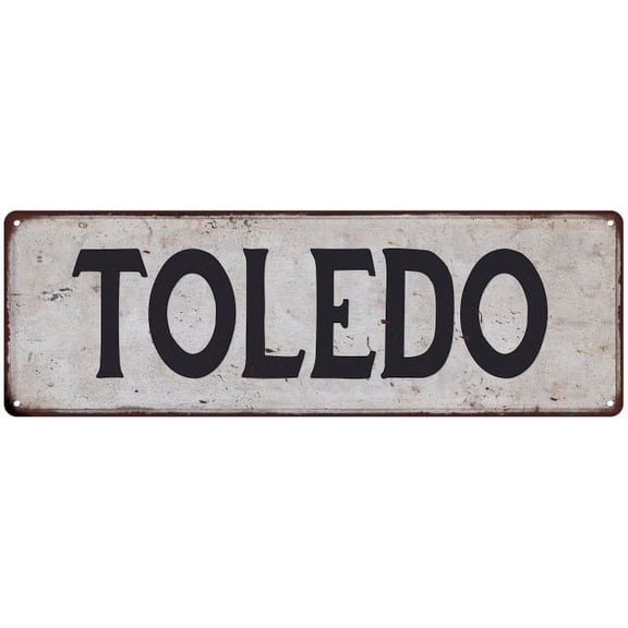 TOLEDO Vintage Look Rustic Metal 6x18 Sign City State 106180041076