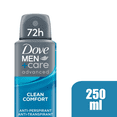 thumbnail image 3 of Dove Men+Care Advanced Clean Comfort Antiperspirant Spray for Men, 72H Protection, 1/4 Moisturizing Cream, Anti-Bacterial Odor Control, 250 ml (6 Pack), 3 of 8