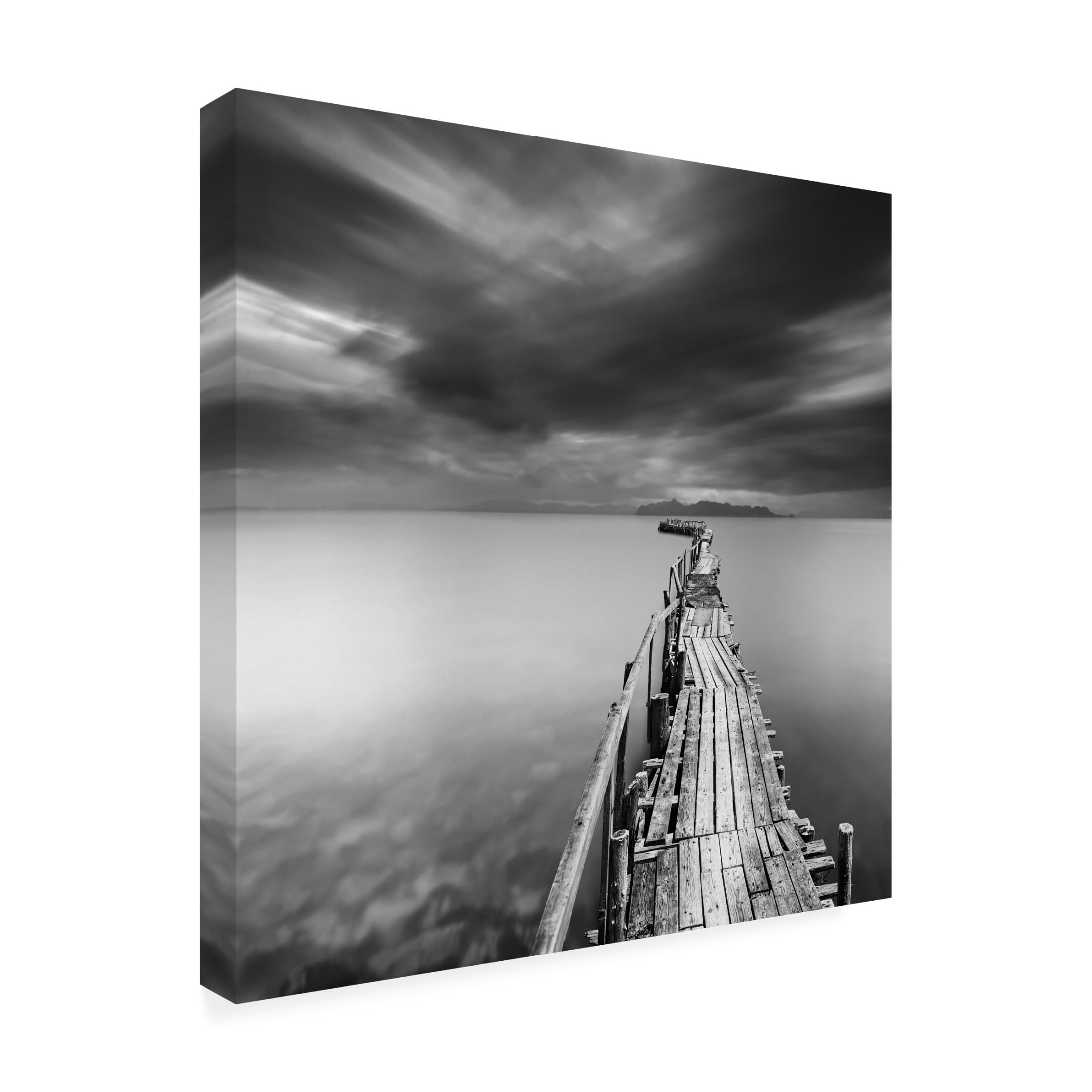Canvas Wall Art - George Digalakis 'Long Pier' Wall Art for Living Room, Bedroom, or Office Décor by Trademark Fine Art - 18 x 18 Inches