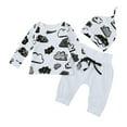 thumbnail image 2 of Gubotare Baby Boy Winter Outfits Baby Boy Girl Clothes Romper Bodysuit Pants Set with Hat Coming Home Hospital Outfits 0 3 6 9 12 18 24 Months (White,6-12 Months), 2 of 6