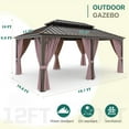 thumbnail image 4 of INTER HUT 12x20 FT Outdoor Hardtop Gazebo with Nettings and Curtains, Aluminum Frame Galvanized Double Roof Pavilion Gazebo, Brown Frame, 4 of 6