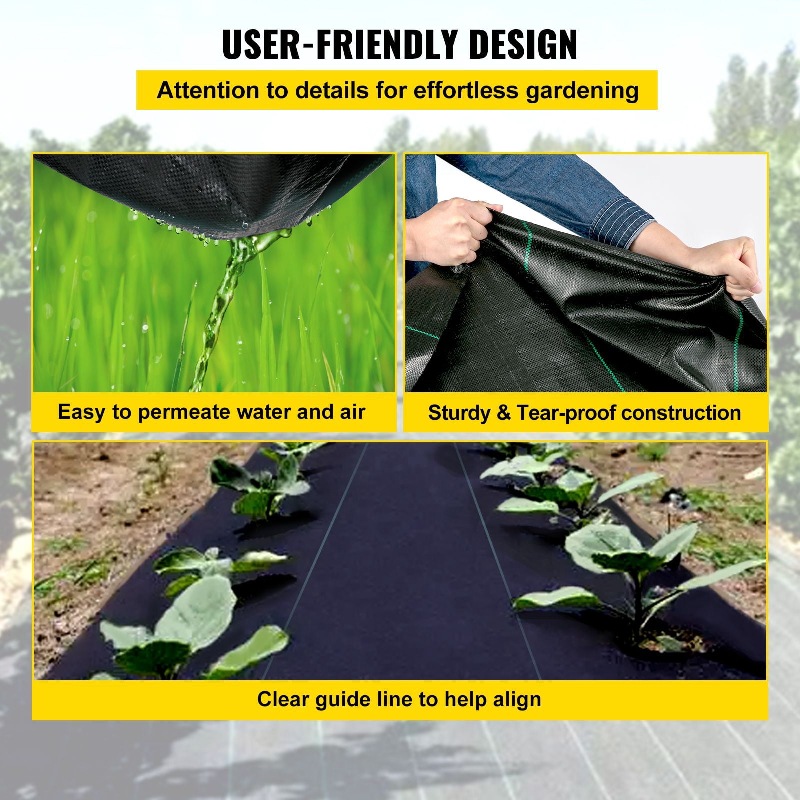 Woven Weed Barrier Fabric 5OZ 3FTx50FT - Heavy Duty Landscape Fabric, High Permeability Ground Cover for Garden Beds, Geotextile Underlayment, Durable Polyethylene Weed Control Fabric