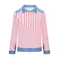 thumbnail image 4 of Dazajoo Waffle Knit Tunic Tops for Women Long Sleeve Oversized Colorblock Sweatshirts with Denim Patchwork Dressy Y2K Streetwear,Pink,M, 4 of 5