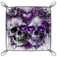 thumbnail image 2 of Women Girls Leather Square Dish Trinket Plate Jewelry Tray for Mothers Day Birthday Gift, Sugar Skull Purple Love Floral, 2 of 6
