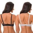 thumbnail image 2 of Curve Muse Semi-Sheer Balconette Underwire Lace Bra and Scalloped Hems (2 Pack)-White,Black-42C, 2 of 6