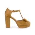 thumbnail image 3 of BLISSFUL STEP Women Round Toe Block Heel T Strap Pumps Brown 9, 3 of 7