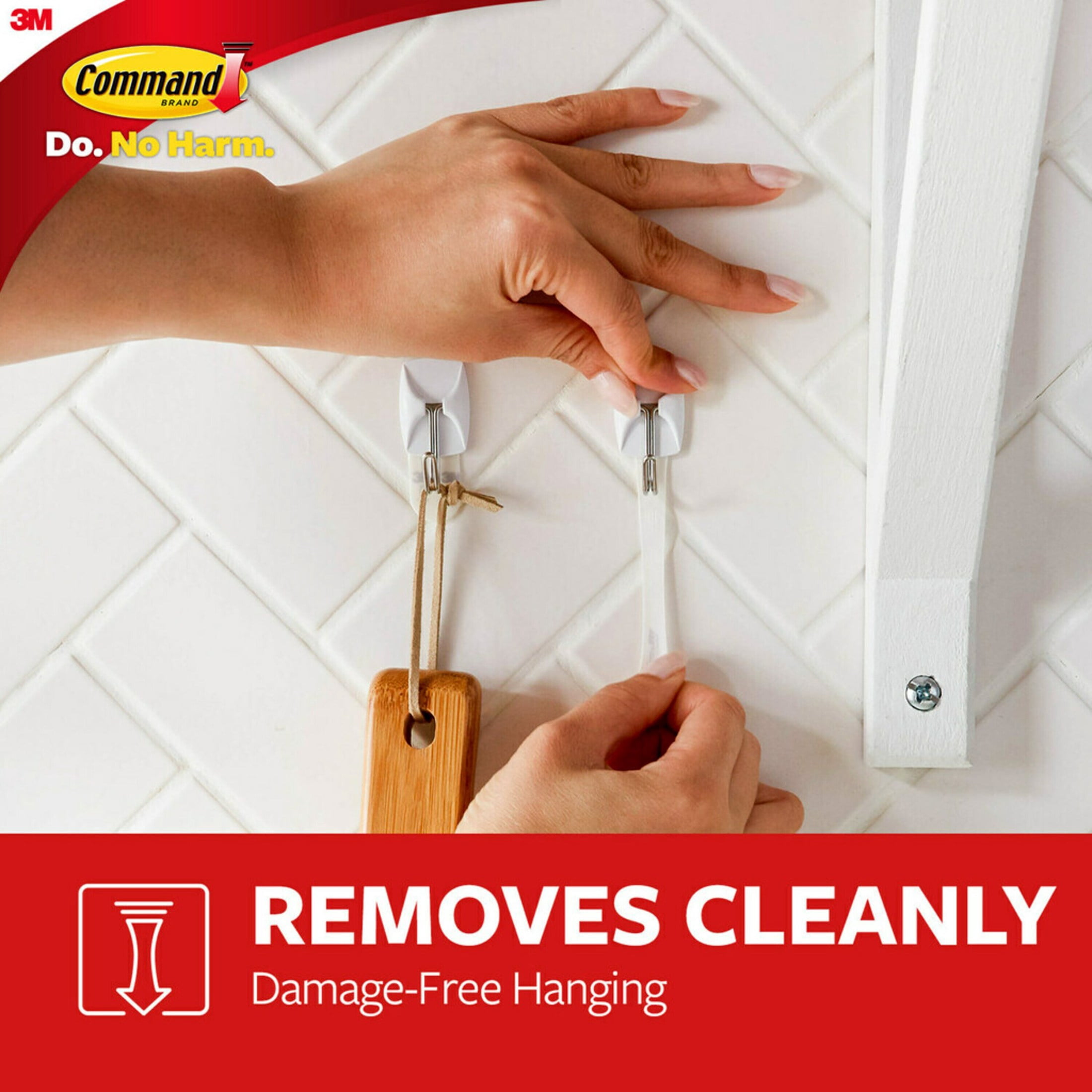 Command Small Wire Toggle Hooks, White, Damage Free Organizing, 14 Hooks and 24 Strips