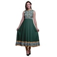 thumbnail image 1 of Bimba Robe Anarkali Damassée Bleu Sarcelle Foncé Col Mandarin Sans Manches Kurtis pour Femmes Robe Maxi à Imprimé XXX-Large, 1 of 6
