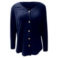 thumbnail image 5 of Lixiuxyad Womens Cardigans Fall Winter Cardigan Button Down Sweater Casual Comfortable Commute Solid Color Top,Blue, 5 of 6