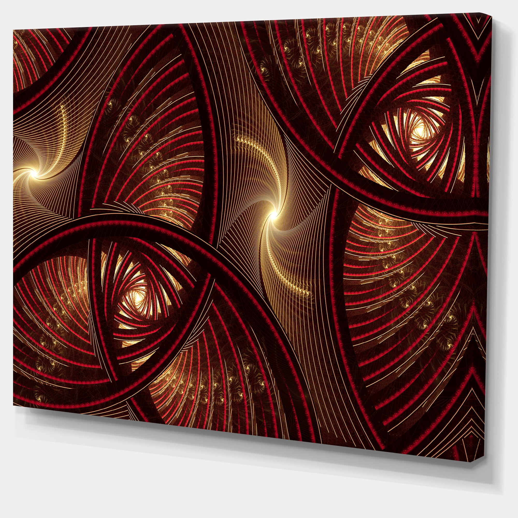 Designart 'Brown Symmetrical Fractal Pattern ' Floral Canvas Art Print