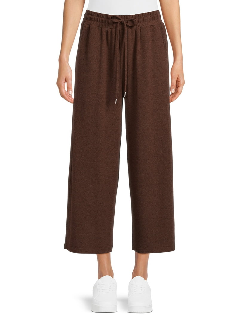 Time and Tru Women's Super Soft Hacci Cropped Wide-Leg Pants
