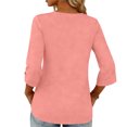 thumbnail image 7 of Miluxas Women's Spring/Summer Fashion Sweatshirts Loose 3/4 Sleeve Buttoned V-Neck Solid Color Casual Pullover Tops Orange, 7 of 7