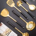 thumbnail image 5 of 304 Stainless Steel Kitchen Utensil Set - 7 Pieces - Golden Wide Spatula - Soup Ladle, Ladle, Slotted Spatula, Spaghetti Spoon And Rice Spoon - Black, 5 of 5