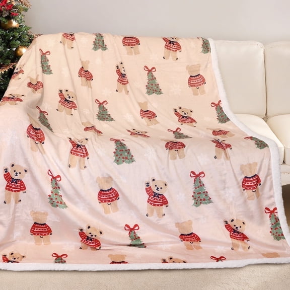 Gogreen Christmas Sherpa Fleece Throw Blanket for Couch Bed Sofa Adults -Soft and Warm Blanket for Winter, Thick and Fuzzy Throw Blanket (Throw - 50" x 60")
