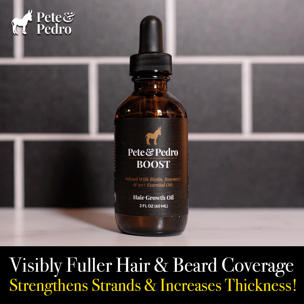 Pete & Pedro BOOST Hair & Beard Growth Strengthening Serum With Biotin & Rosemary, 2 oz