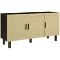 thumbnail image 1 of HOMCOM Boho Sideboard, Coffee Bar Cabinet with Rattan Doors, Black, 1 of 10