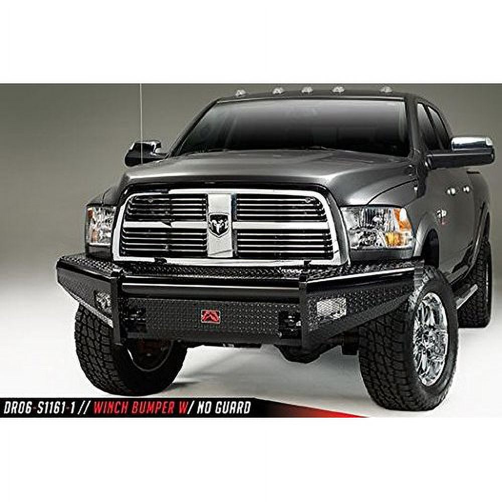 Fab Fours DR06-S1161-1 Black Steel Front Ranch Bumper; 2 Stage Black Powder Coated; w/o Full Grill Guard; Incl. Light Cut-Outs; Fits select: 2006-2009 DODGE RAM 2500, 2006-2009 DODGE RAM 3500