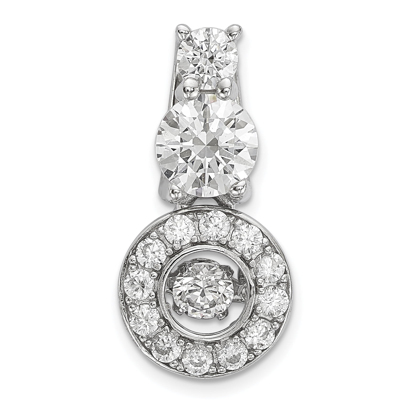 FB Jewels Solid 925 Sterling Silver Rhodium-Plated Vibrant Cubic Zirconia CZ Slide Pendant