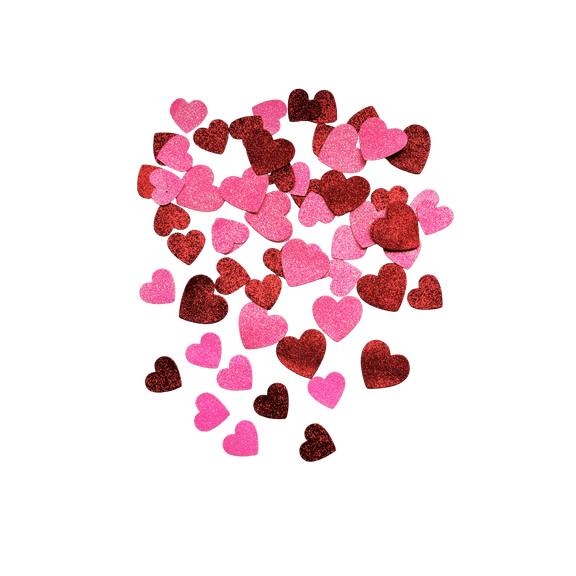 Glitter Heart Table Scatter, Red & Pink, 60 Pieces